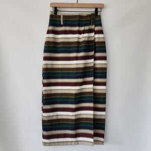New Vintage Be Bop pencil skirt slit red green blue tan stripes womens size 7